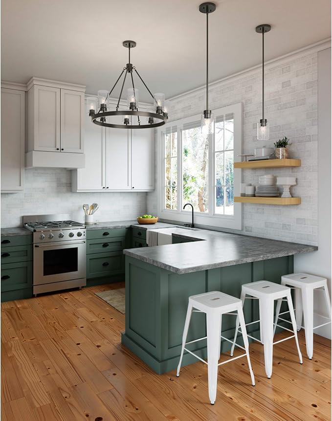 Hunter - Hartland 1-light Noble Bronze, Mini Pendant Light, Dimmable, Casual Style, Cylinder Shaped, for Bedrooms, Kitchens, Dining, Living Rooms - 19013