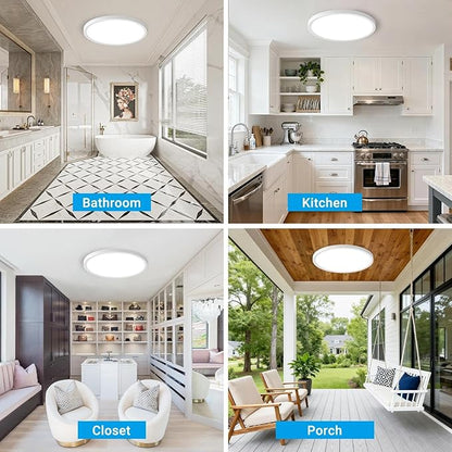 2 Pack LED Flush Mount Ceiling Light,15Inch 30W,3000K/3500K/4000K/5000K/6500K 5 Color Temperatures Ceiling Light Fixture for Kitchen Porch Hallway Bedroom Bathroom and Closet,White