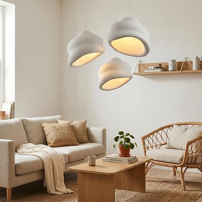 JAYMP Wabi Sabi Pendant Light for Dining Room Kitchen Island Hallway Restaurant Modern Hanging Lamp E26 Base Japanese Style Conch Shape Lighting Fixture, 1 Pack, Matte White, 50cm/19.7in