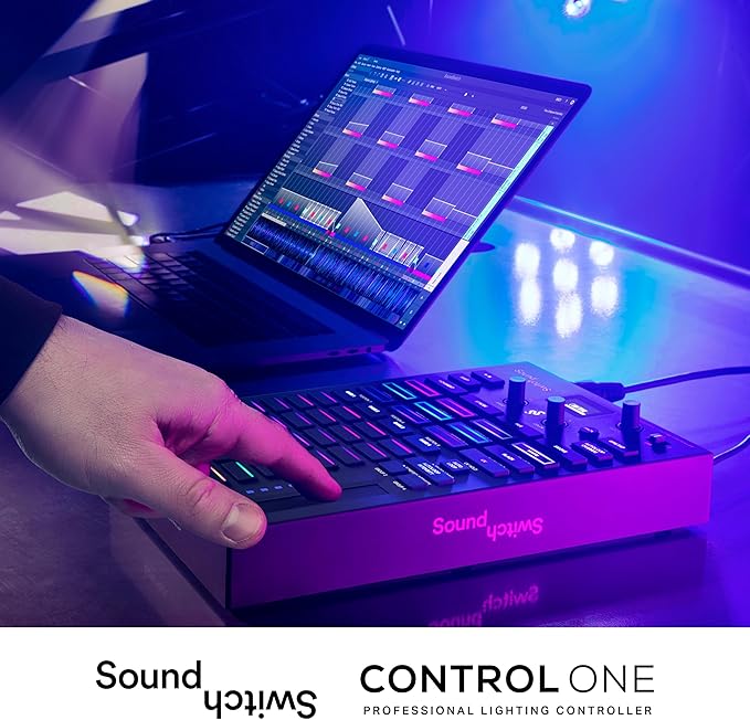 SoundSwitch Control One - Professional DMX DJ Lighting Controller with 3 Months SoundSwitch Software Access and DMX Lights and Phillips Hue Support