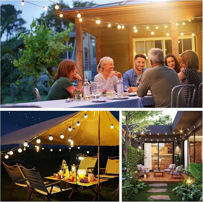 GvvooHome Outdoor String Lights, LED Patio Hanging Lights with Waterproof G40 Globe Plastic Bulbs for Outside Backyard Porch Garden Cafe Decor (25ft - 14 LED Bulbs)