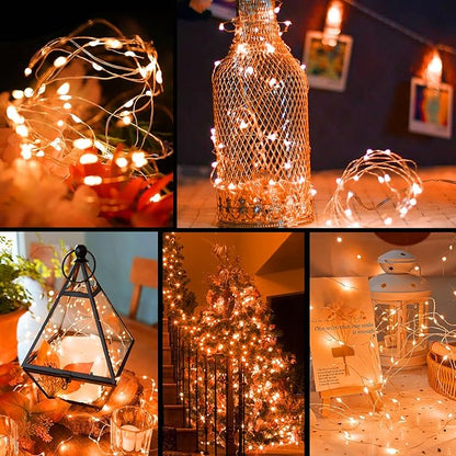 ZGWJ Fairy Lights Battery Operated, 8 Pack Orange Twinkle String Lights 20 LED 7FT Waterproof for Bedroom Decor, Halloween, Christmas, Wedding Party Indoor and Outdoor Decoration