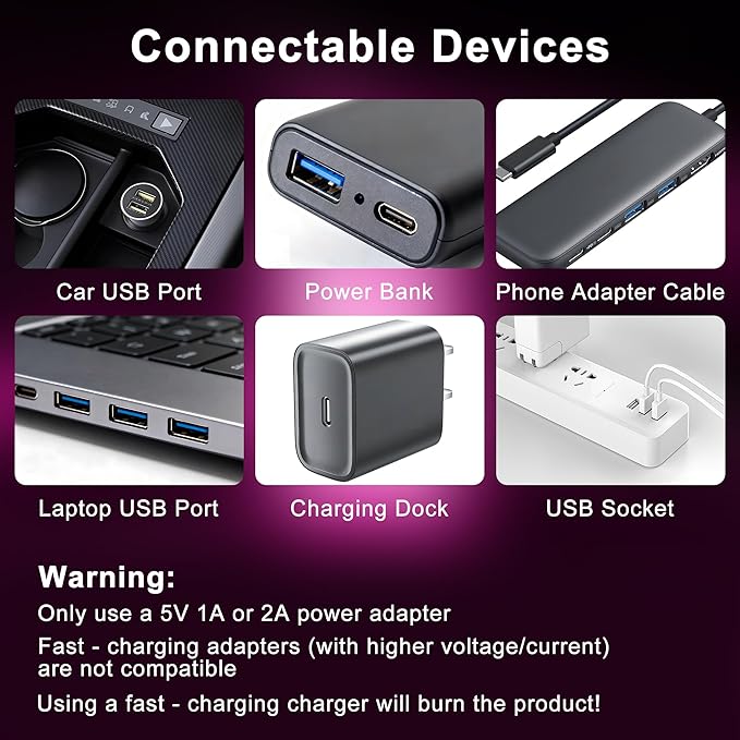 2 Packs USB Light for Car, Touch Dimmable Car Interior Ambient Lights - Portable Mini USB LED Light Bulb, Retro Glass Bottle Night Light for Vehicle, Bedroom, Hallway, Camping (Purple)