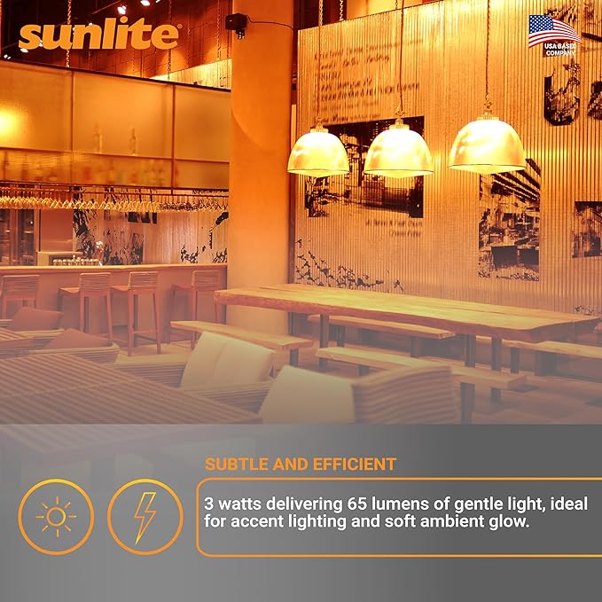 Sunlite A19/3W/O/LED LED A19 Colored Light Bulb, 3 Watts (25w Equivalent), E26 Medium Base, Non-Dimmable, UL Listed, 1 Count (Pack of 1), Orange