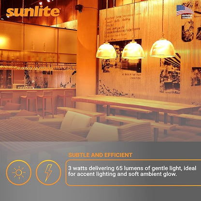 Sunlite A19/3W/O/LED LED A19 Colored Light Bulb, 3 Watts (25w Equivalent), E26 Medium Base, Non-Dimmable, UL Listed, 1 Count (Pack of 1), Orange