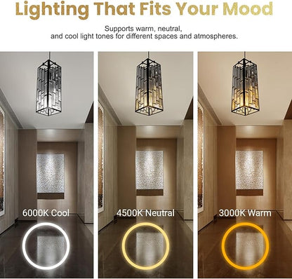 Black Crystal Pendant Lights for Kitchen Island, 3 Pack Modern Mini Hanging Light Fixtures with Adjustable Cord, E26 Ceiling Pendant Lighting for Dining Room, Entryway, Hallway, Bar