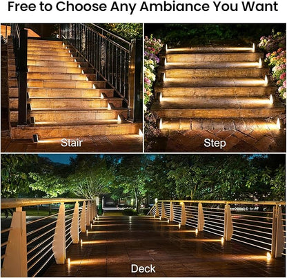 Solar Step Lights Outdoor Waterproof IP65,Warm White Solar Stair Lights, Outdoor Light Decor for Stair, Deck, Step, Porch and Outside Patio, 12 Pack
