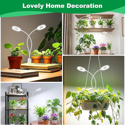 Grow Lights for Indoor Plants, 2 Heads 96 LEDs Full Spectrum Clip On Grow Light with Clip, Plant Lights for Indoor Growing with 3 Lighting Modes, 6/12/16Hrs Auto Time, 5 Brightness.