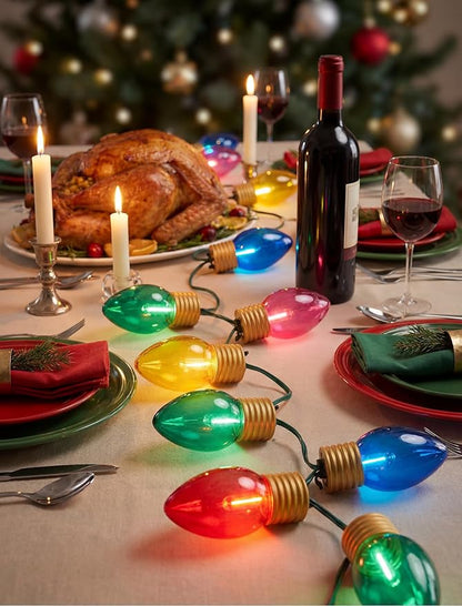 16Ft Jumbo LED Multicolor Christmas String Lights Outdoor with 10 C7 Clear Jumbo Multicolor Bulb, Connectable Hanging Christmas Lights for Indoor Outdoor Porch Patio Eave Xmas Trees Roof Decorations