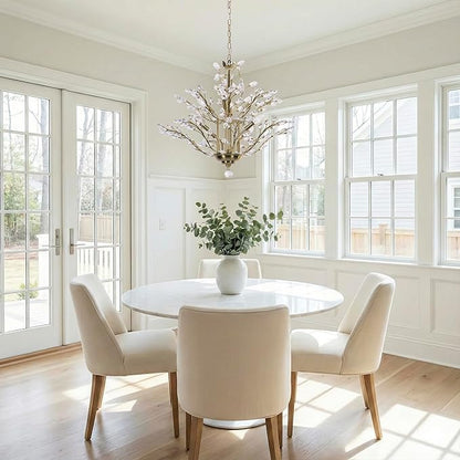 Maxax 27.5" Modern Gold Crystal Chandelier, Tree Branch Pendant Light Fixture, Elegant Ceiling Lighting for Dining Room Living Room Bedroom