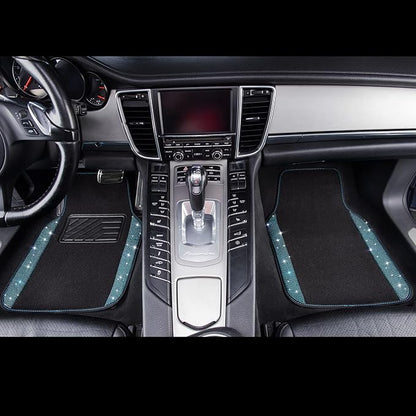 CAR PASS Bling Rhinestones Diamond Waterproof Car Floor Mat, Crystal Sparkly Shining Glitter Carpet, Anti-Slip PVC Heel Pad Universal for Interior Auto SUV,Sedan,Van,4pcs Girly Women Mint Teal Diamond