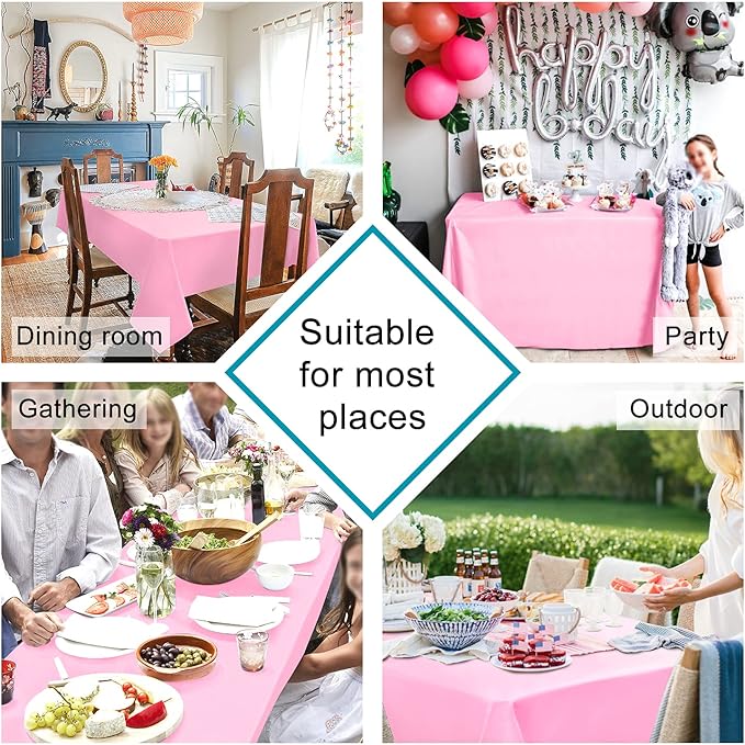 Hiasan Pink Tablecloth Rectangle - Waterproof & Spillproof and Washable Oblong Table Cloth for Dining/Party, 54 x 80 Inch