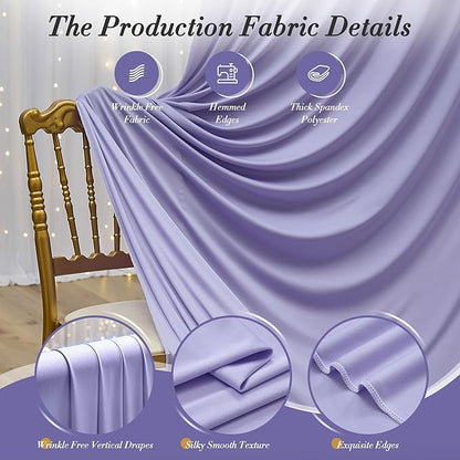 10 ft x 10 ft Wrinkle Free Lavender Backdrop Curtain for Parties, Polyester Light Purple Photo Backdrop Drapes 2 Panels 5x10ft for Baby Shower Photoshoot Wedding Birthday Party Photography Curtains