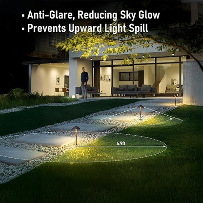 LEONLITE 5CCT LED Low Voltage Landscape Lights, 3W Cast-Aluminum 12-24V Pathway Lights, 1800K-5000K IP65 Path Lights, ETL Listed Landscape Lighting Wired for Yard Lawn, Oil Rubbed Bronze, Pack of 4