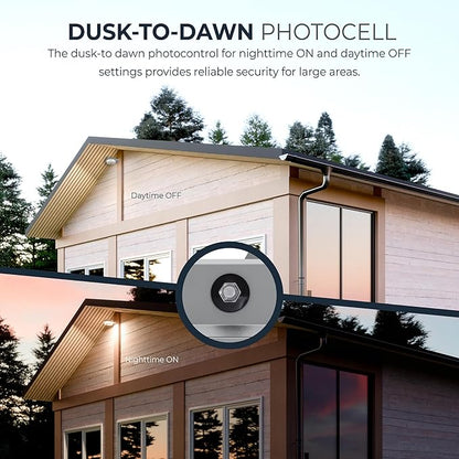 HALO ALB Outdoor Dusk-to-Dawn LED Security Area Light with 2000 Lumens, Wall or Pole Mount - Textured Gray