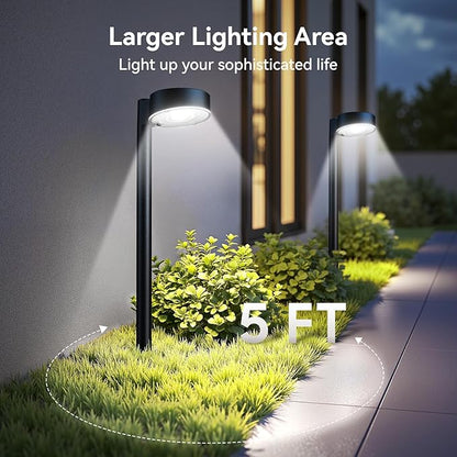Ahaorigin 6 Pack Solar Pathway Lights Outdoor, 12 Brighter LED Solar Lights Outdoor Waterproof, Up to 12 Hrs Modern Path Light for Yard Garden Walkway Driveway Lawn, Cool White