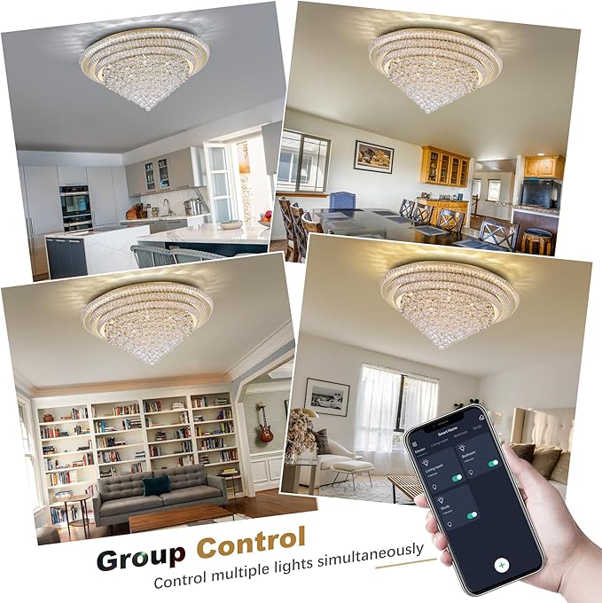 Miuyhji 40" LED Crystal Raindrop Ceiling Light,Rose Gold, Large Elegant Semi Flush Mount Chandelier Light Fixture with Remote Control for Living Room Kitchen Bedroom Hallway Entryway Foyer(Dimmable)