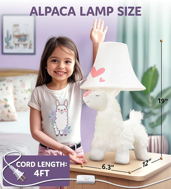 Alpaca Kids Lamp for Girls Bedroom - 19", Llama Girls Lamp for Kids Room - Cute Christmas Gifts, Birthday Gifts for All Ages: Toddler Boys, Children, Grandkids 3 4 5 and Up Years Old, Sister, Brother