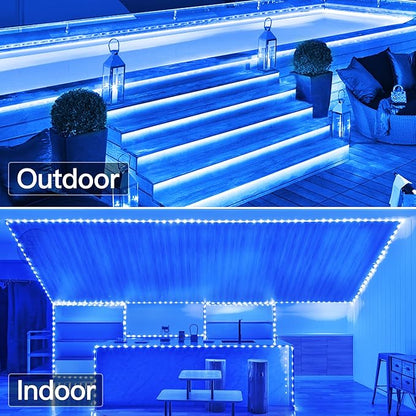 50ft LED Waterproof Rope Lights, String Lights with Remote, 8 Modes IP68 Waterproof Timer for Indoor Outdoor Blue Rope Lights for Outside (Blue)