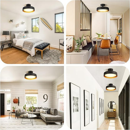 SunRider Industrial Semi Flush Mount LED Ceiling Light Fixture, 12 Inch 25W 2000LM, 4000K Neutral White, Dimmable Pendant Lamp for Hallway Bedroom