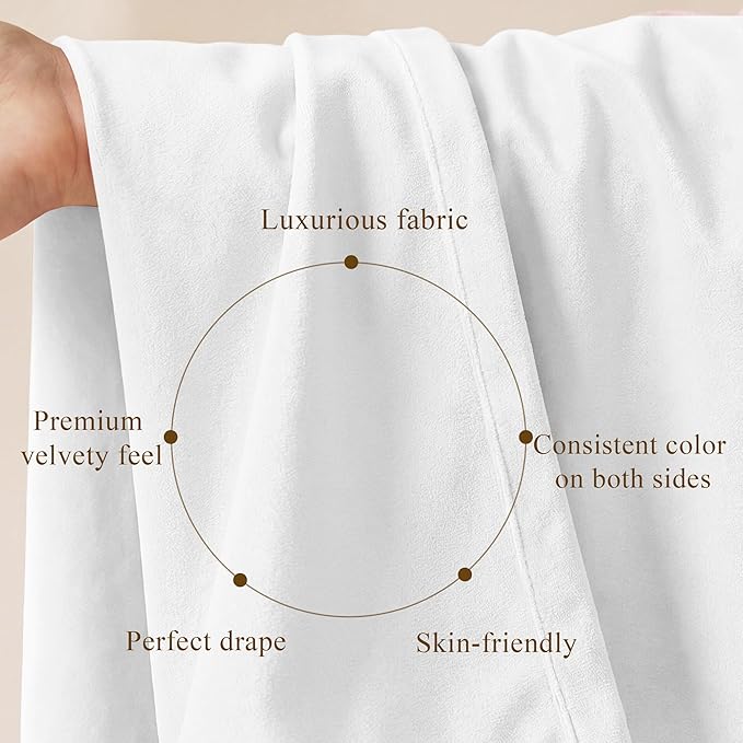 StangH White Velvet Curtains 108 inches Long, Luxury Back Tab Privacy Protect Window Drapes for Living Room Sliding Door/Patio/Laundry, W52 x L108, 2 Panels