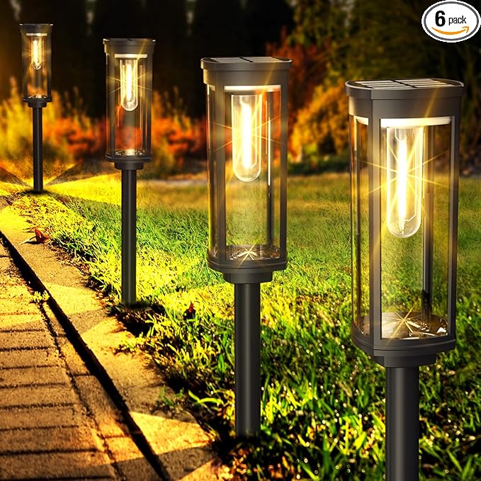 COXSENI Solar Pathway Lights Outdoor 6 Pack, Bright Solar Path Lights Outside Waterproof, Walkway Light Solar Powered Landscape Lights for Driveway Lawn Patio Sidewalk Yard