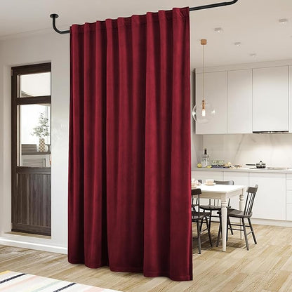 StangH Red Movie Room Curtains, 96 Inches Long Blackout Velvet Curtains, Luxury Draped Look Window Panels Christmas Decor with Back Tab for Theater/Store, W72 x L96 inches, 1 Panels