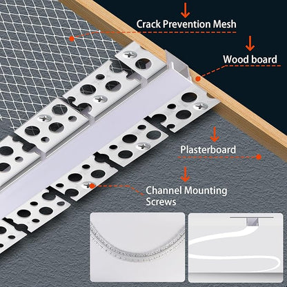 10Pack Curved Plaster in LED Channel 3.3ft Flexible Recessed Drywall Aluminum Strip Light Track with White Diffuser for LED Tape Mounting Profile