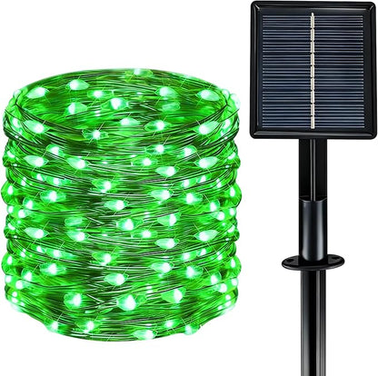 Solar String Lights Outdoor Waterproof 33ft 100LED 8 Modes Twinkle Lights Solar Fairy Lights for Patio, Garden Yard Party Wedding Tree Christmas Halloween Decoration, Green