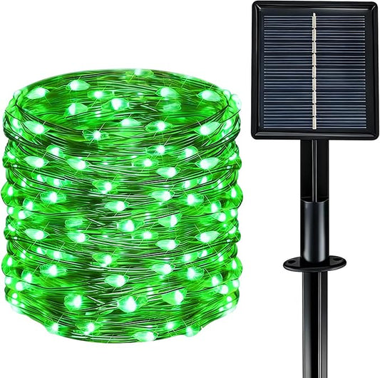 Solar String Lights Outdoor Waterproof 33ft 100LED 8 Modes Twinkle Lights Solar Fairy Lights for Patio, Garden Yard Party Wedding Tree Christmas Halloween Decoration, Green