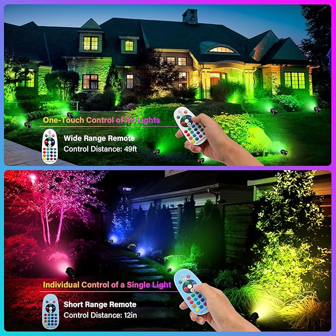 Easter Spot Lights Outdoor Color Changing Landscape Spotlights,12W RGBW LED Outdoor Spotlight for Yard Garden Decor,Waterproof 110V Plug in Landscape Lighting with Remote,4 Packs