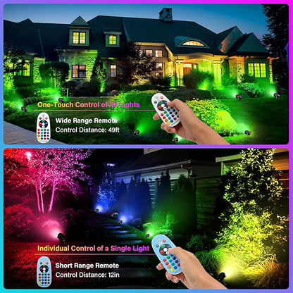 Easter Spot Lights Outdoor Color Changing Landscape Spotlights,12W RGBW LED Outdoor Spotlight for Yard Garden Decor,Waterproof 110V Plug in Landscape Lighting with Remote,4 Packs