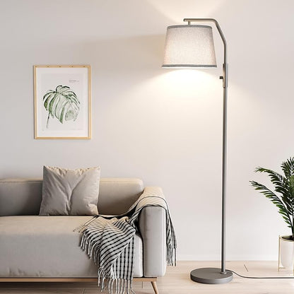 SUNMORY Floor Lamps for Living Room, 12W Bulb Included, Tall Lamp for Bedroom with Adjustable Head, Modern Standing Lamp, 0-100% Dimmable Arc Floor Lamp for Dining Room Office Nursery, Galaxy Gray