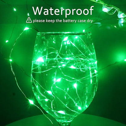 SmilingTown 15 Packs 20 Led Green Fairy Lights Battery Operated St Patricks Day Lights 6.6ft Silver String Lights Waterproof Firefly Starry Light for DIY Table Centerpieces Halloween Christmas Party