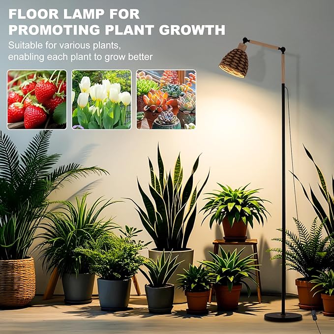 30W Grow Lights for Indoor Plants, 4000K Floor Standing Plant Lights, 70 inch Indoor Full Spectrum Plant lamp, Equipped with 24-Hour Cycle Timer, Suitable for Large and Medium-Sized Plants