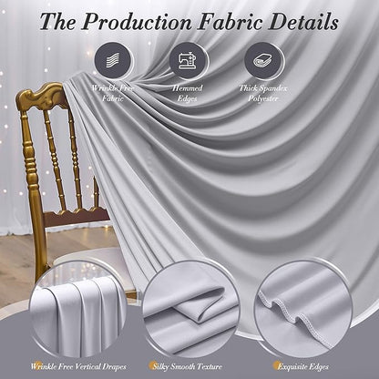 10 ft x 10 ft Wrinkle Free Silver Backdrop Curtain for Parties, Polyester Silver Grey Backdrop Drapes 2 Panels 5x10ft for Baby Shower Photoshoot Engagement Wedding Birthday Photography Background