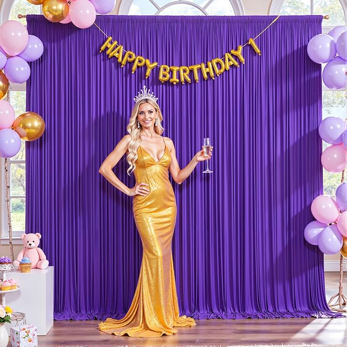 6 Panels Purple Backdrop Curtain for Parties Wedding Wrinkle Free Purple Photo Curtains Backdrop Drapes Fabric Decoration for Birthday Party Photography 30ft(W) x 10ft(H)
