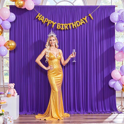 6 Panels Purple Backdrop Curtain for Parties Wedding Wrinkle Free Purple Photo Curtains Backdrop Drapes Fabric Decoration for Birthday Party Photography 30ft(W) x 10ft(H)