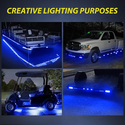 Nilight 10PCS 3.8" 6 LED Blue Indicator Light Truck Camper Side Marker Clearance Lights for Marine Boat Stern Yacht Kayak Sailboat Trailer Bus RV