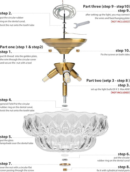 Semi Flush Mount Ceiling Light,11IN Vintage Gold Hallway Lights Fixture,3-Bulb Globe Clear Glass Close to Ceiling Light for Bathroom, Hallway, Dining Room,Bulb Not Included