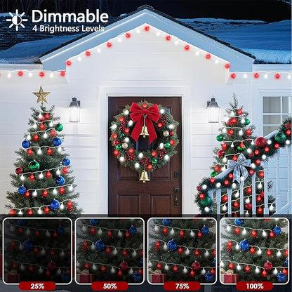 43FT 100LED Connectable Globe String Lights Indoor Outdoor - Red and White Fairy Lights Plug in with Remote & 8 Lighting Modes, Twinkle Light for Bedroom Decorations Girl's Room Classroom Party
