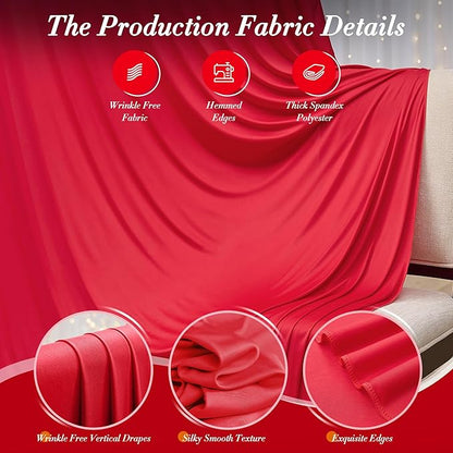 10ft x 8ft Wrinkle Free Red Backdrop Curtains for Parties, Polyester Photo Backdrop Drapes 2 Panels 5x8ft for Wedding Birthday Party Christmas Photography Background for Backdrop Stand