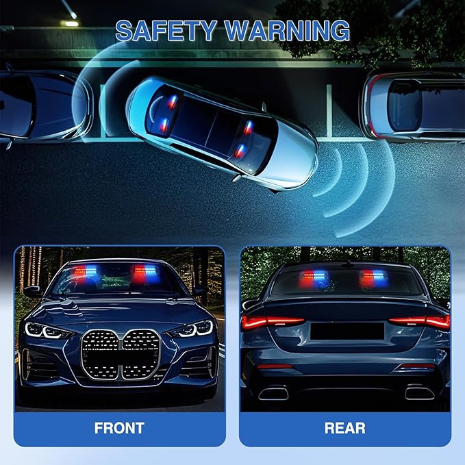 Nilight 24LED Emergency Strobe Traffic Advisor Light Bar 2 in 1 Red Blue Dash Warning Safety Flashing Lights Front/Rear Windshield Construction Lights for Trucks Cars Plow Police Firefighter Vehicles