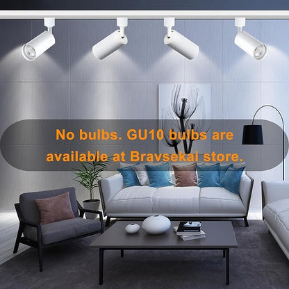 White GU10 LED Track Lighting Kit, GU10 Track Light Heads with 2 * 3.28FT H Track Light Rail 8PCS Ceiling Spotlight Fixture for Home and Shop, No Bulbs
