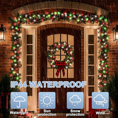 LAMPHOME 165ft Christmas Decorative Mini Lights, 500 LED Transparent Wire Fairy Starry String Light Plug in, 16Lighting Modes for Indoor Outdoor Xmas Tree Wedding Party Decoration (Red Green White)
