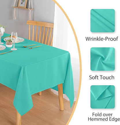 Hiasan 60 X 102 Inch Rectangle Textured Tablecloth - Waterproof Spillproof Antiwrinkle Jacquard Table Cloth for Kitchen and Dining Dinner, Outdoor Picnic, Holiday and Parties, Aqua