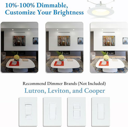 KSANA Recessed Lighting 6 Inch, 5CCT White LED Can Lights for Ceiling, 5 Colors Selectable-2700K/3000K/3500K/4000K/5000K,13.5W=90W, Dimmable Retrofit Downlight with Baffle Trim
