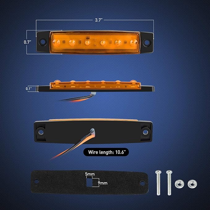 Nilight Side Marker Light 30PCS 3.8 Inch Amber Red White 6 LED Indicator Clearance Marine Boat Navigation Lights for Yacht Kayak Sailboat Trailer Bus RV