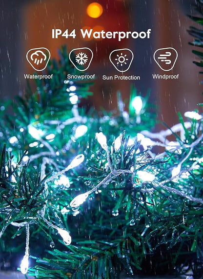 Minetom Fairy Lights Plug in, 50Feet 1000LED Cluster String Lights, Silver Wire Waterproof Starry Firecracker Lights for Ceiling Bedroom Wreath Window Wedding Christmas Tree Decorations, Pure White