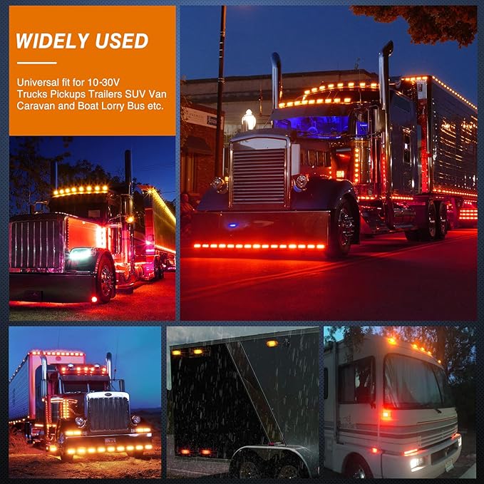 Nilight 2.5Inch Oval Side Marker Light 10PCS Red 2 Diode LED Clearance Trailer Fender Lights Waterproof Surface Mounted for 10-30V Truck Camper Boat Lorry